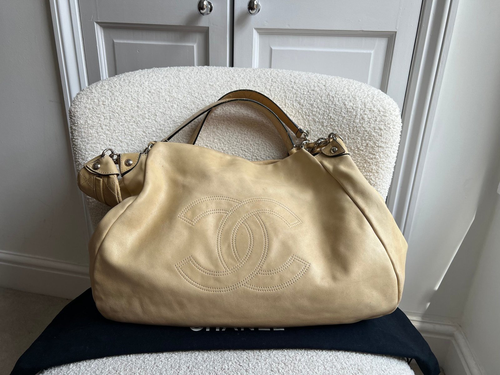Chanel Beige Edgy Lambskin Large Hobo