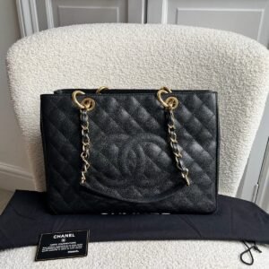 Chanel Black Caviar Grand Shopper Tote Gold Hardware