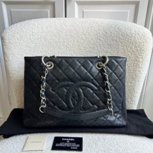 Chanel Black Caviar Grand Shopper Tote (GST) Silver Hardware