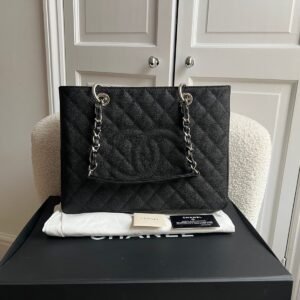 Chanel Black Caviar Grand Shopper Tote (GST) Silver Hardware