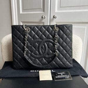 Chanel Black Caviar Grand Shopper Tote (GST) Silver Hardware