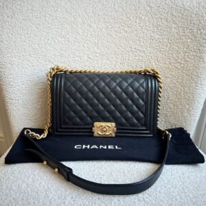 Chanel Black Caviar Medium Boy Bag