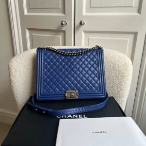 Chanel Blue Lambskin Large Boy Bag