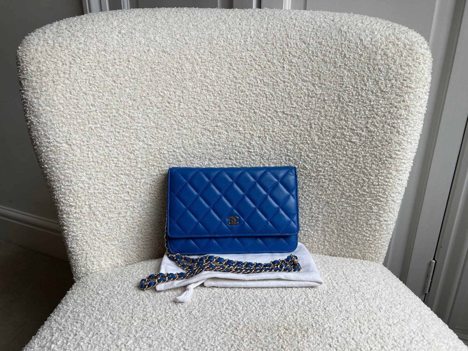 Chanel Blue Lambskin Wallet on Chain