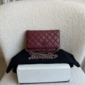 Chanel Burgundy Lambskin Wallet on Chain