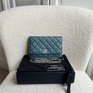 Chanel Iridescent Blue Caviar Wallet on Chain