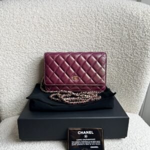 Chanel Iridescent Purple Lambskin Wallet on Chain