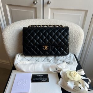 Chanel Jumbo Classic Flap in Black Lambskin Gold Hardware