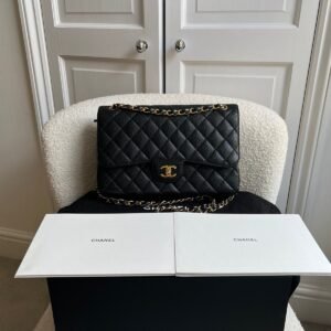 Chanel Jumbo Double Flap in Black Caviar with gold hardware