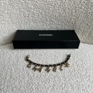 Chanel Leather Enchained Logo Charm Bracelet
