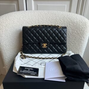 Chanel Medium Classic Flap in Black Lambskin Gold hardware