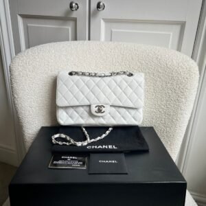 Chanel Medium Classic Flap in White Caviar