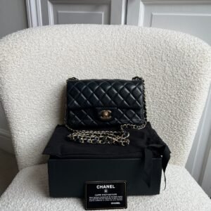 Chanel Mini Rectangular Classic Flap in Black Lambskin
