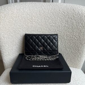 Chanel Wallet on Chain in Black Lambskin Silver Hardware