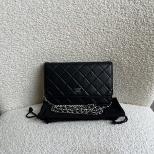 Chanel Wallet on Chain in Black Lambskin Silver Hardware