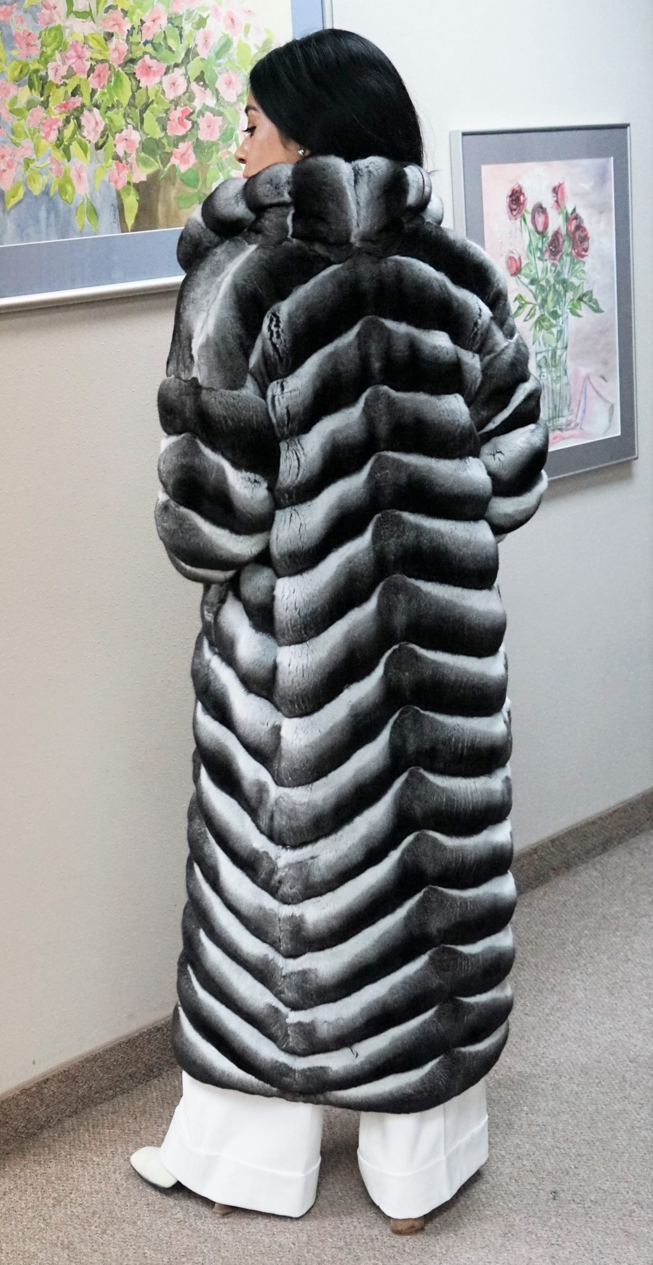 Chinchilla Full Length Fur Coat - Image 3