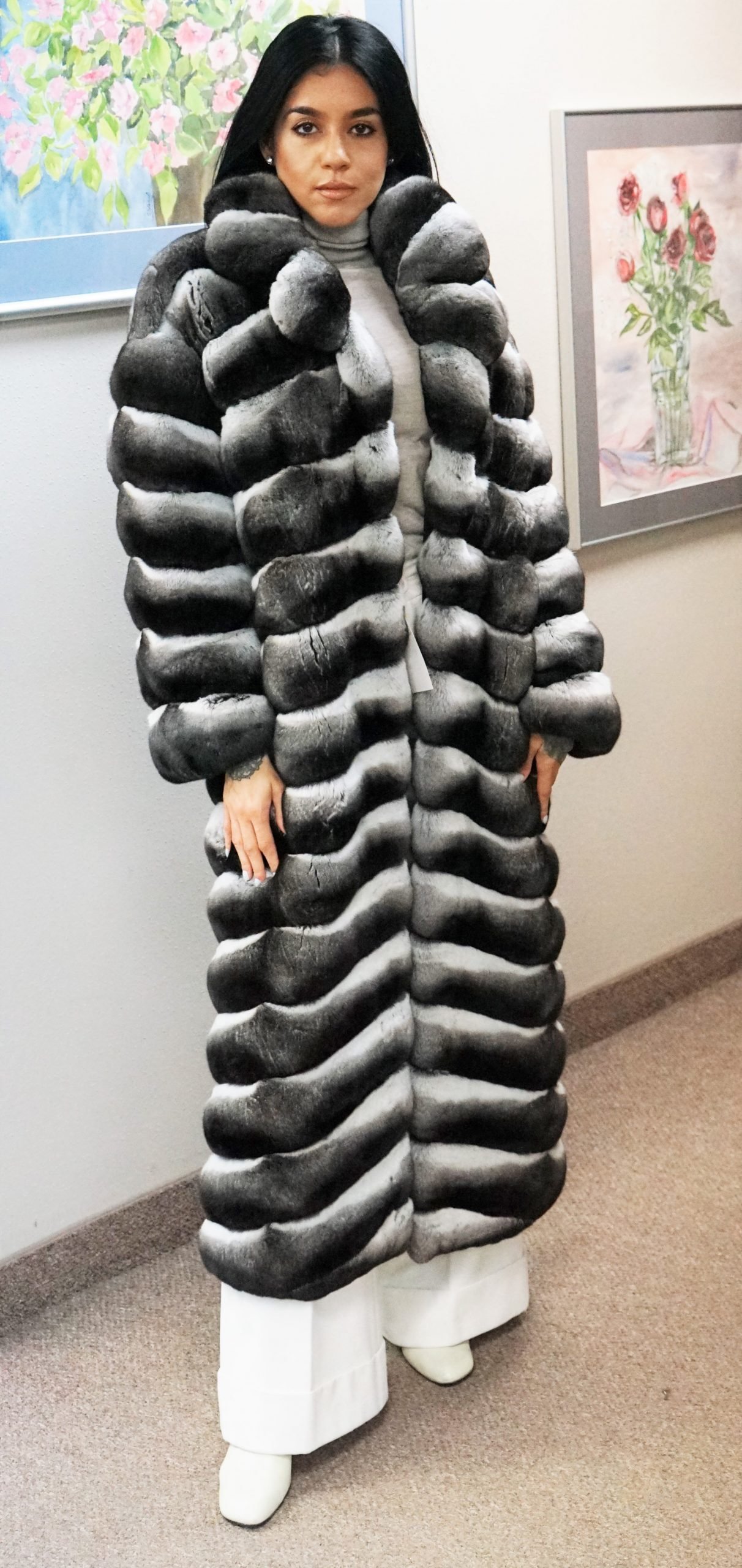 Chinchilla Full Length Fur Coat - Image 4
