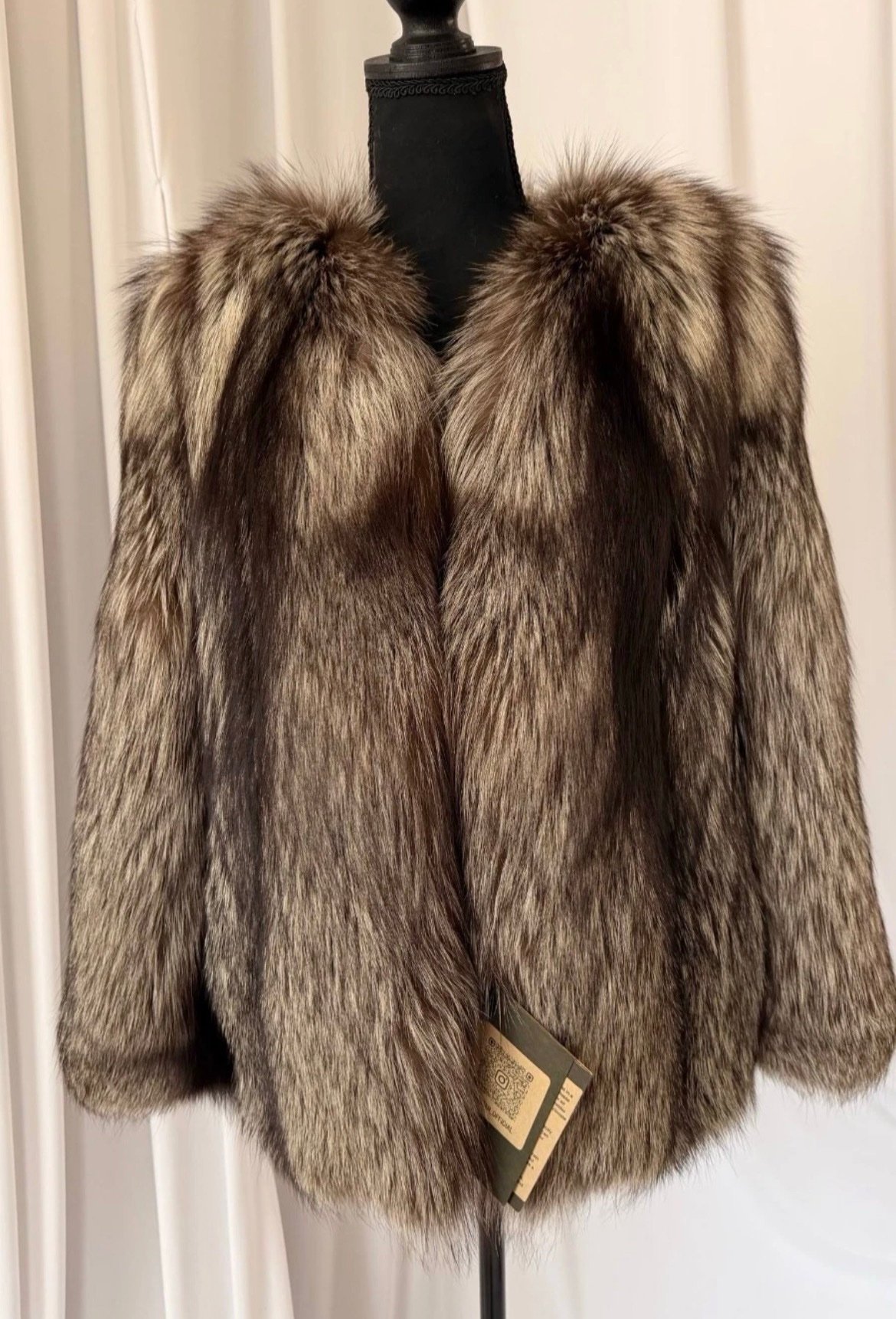 New Luxury Real Genuine Silver Fox Fur Jacket women Natural Exclusive size M - Image 11