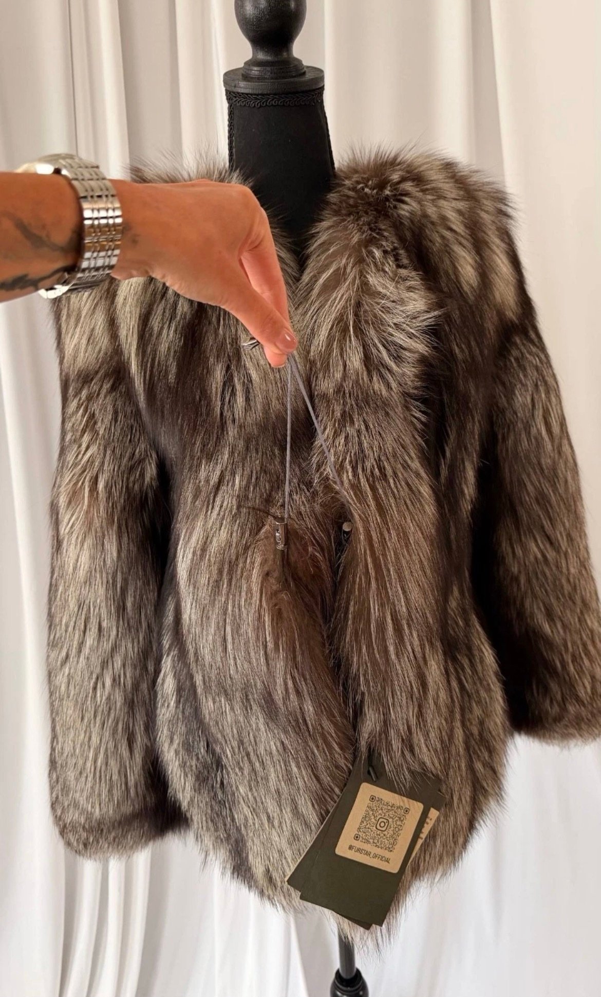New Luxury Real Genuine Silver Fox Fur Jacket women Natural Exclusive size M - Image 10