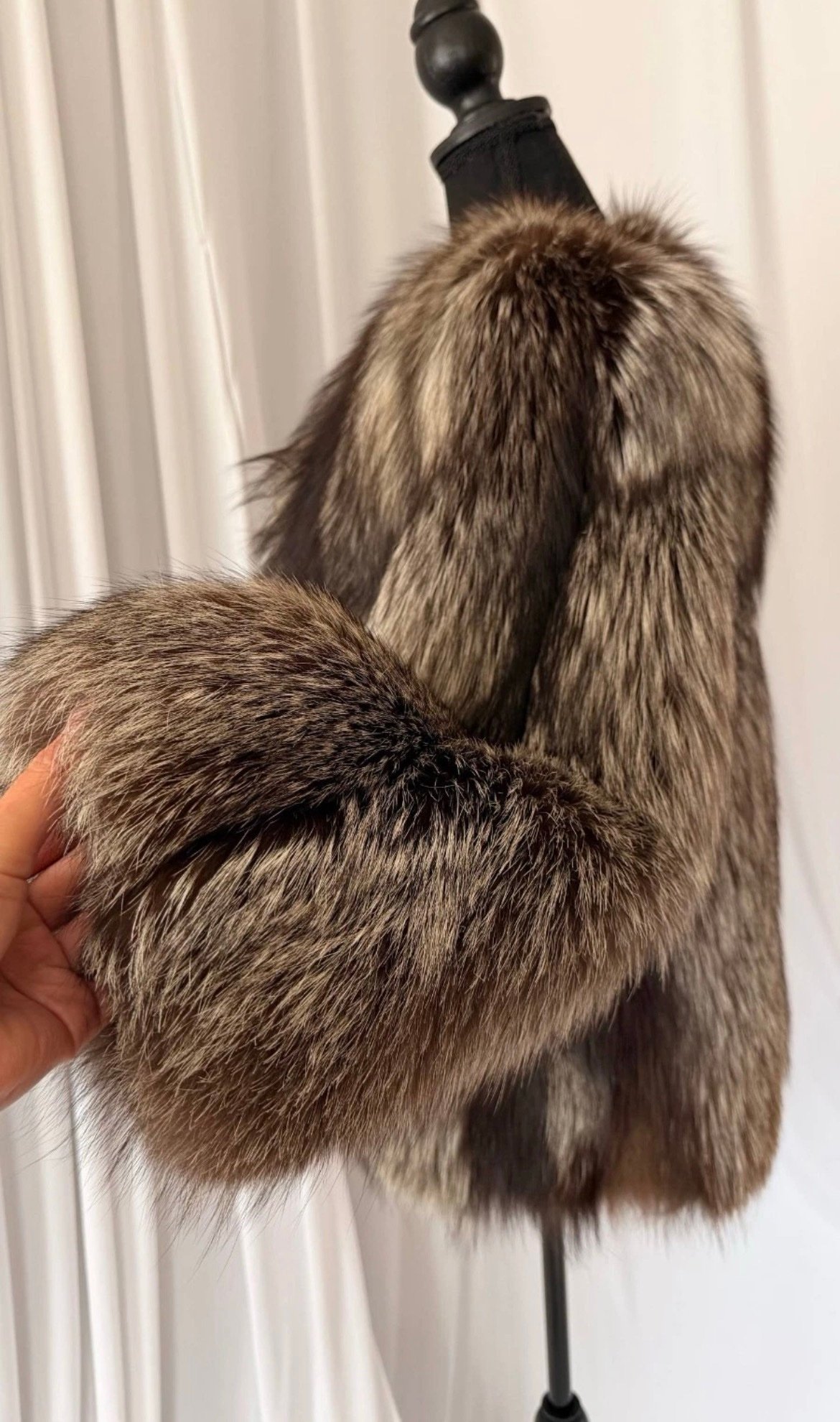 New Luxury Real Genuine Silver Fox Fur Jacket women Natural Exclusive size M - Image 5