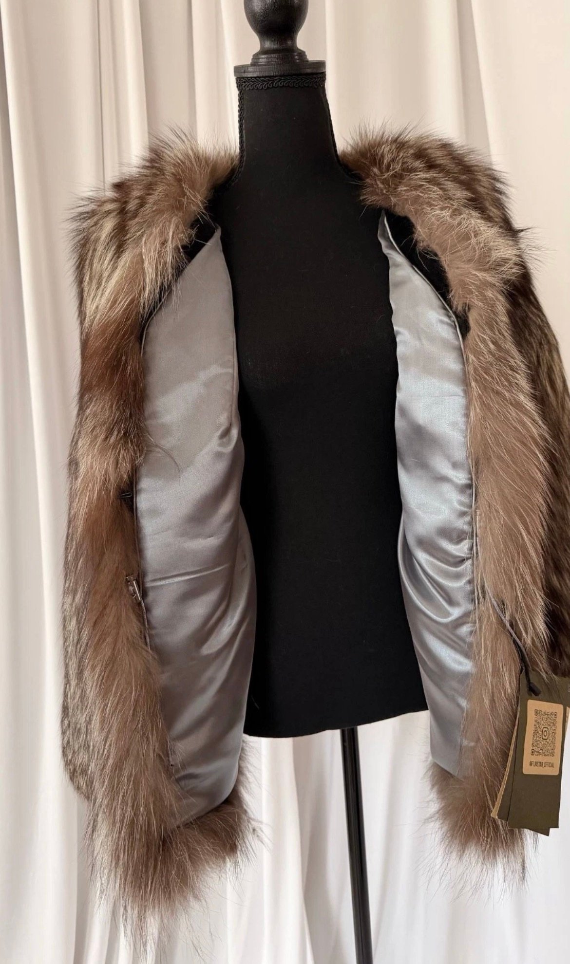 New Luxury Real Genuine Silver Fox Fur Jacket women Natural Exclusive size M - Image 7