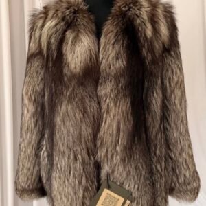 New Luxury Real Genuine Silver Fox Fur Jacket women Natural Exclusive size M