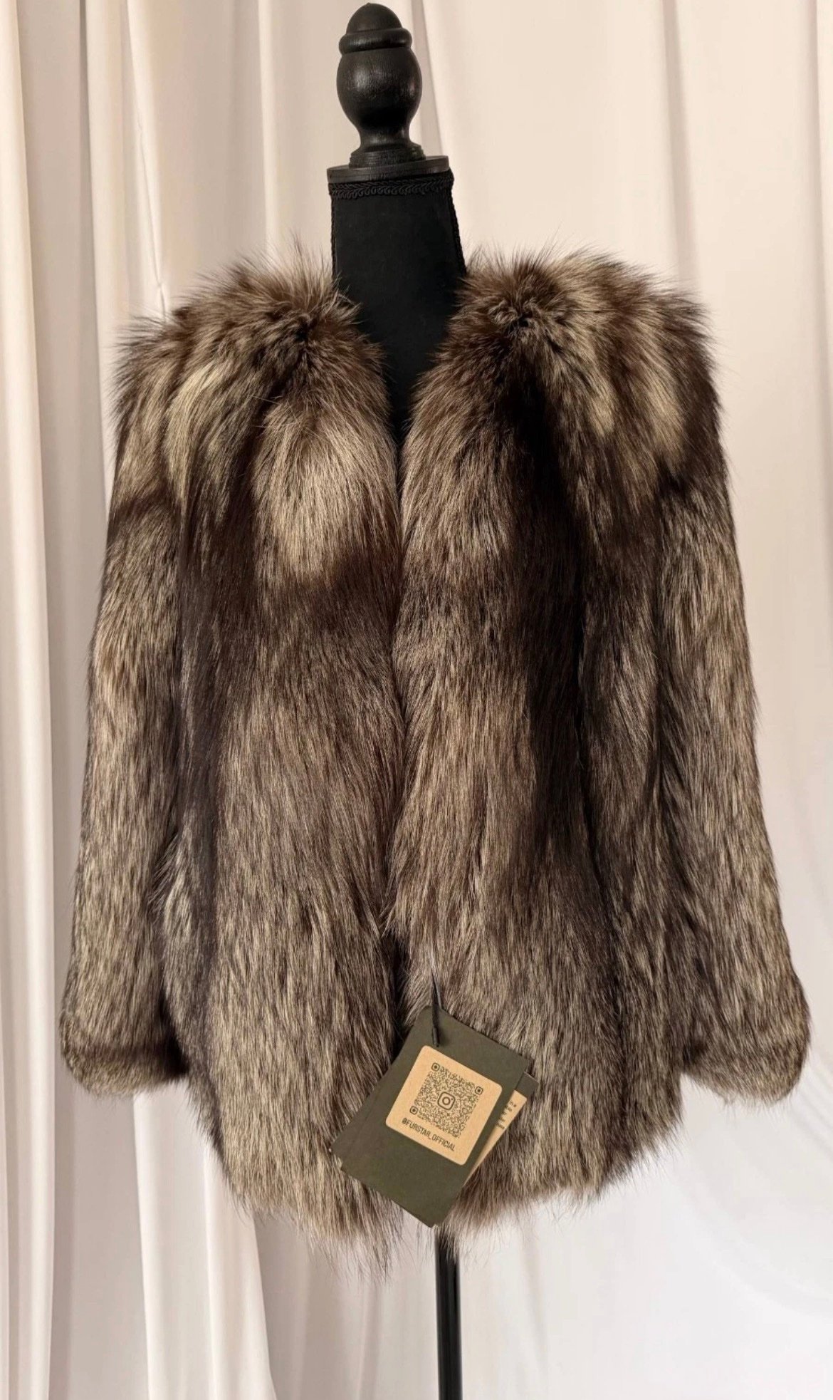 New Luxury Real Genuine Silver Fox Fur Jacket women Natural Exclusive size M