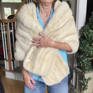 White Silver Cream Ranch Mink Stole - BULLOCKS, SANTA ANA, CA - M/L, BRIDAL