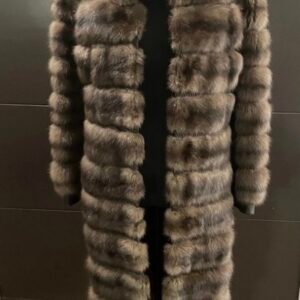 Alternative view of DENNIS BASSO SILVERY RUSSIAN SABLE FUR & PYTHON COAT Sz S No lynx mink