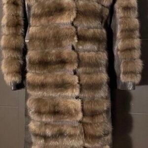DENNIS BASSO SILVERY RUSSIAN SABLE FUR & PYTHON COAT Sz S No lynx mink