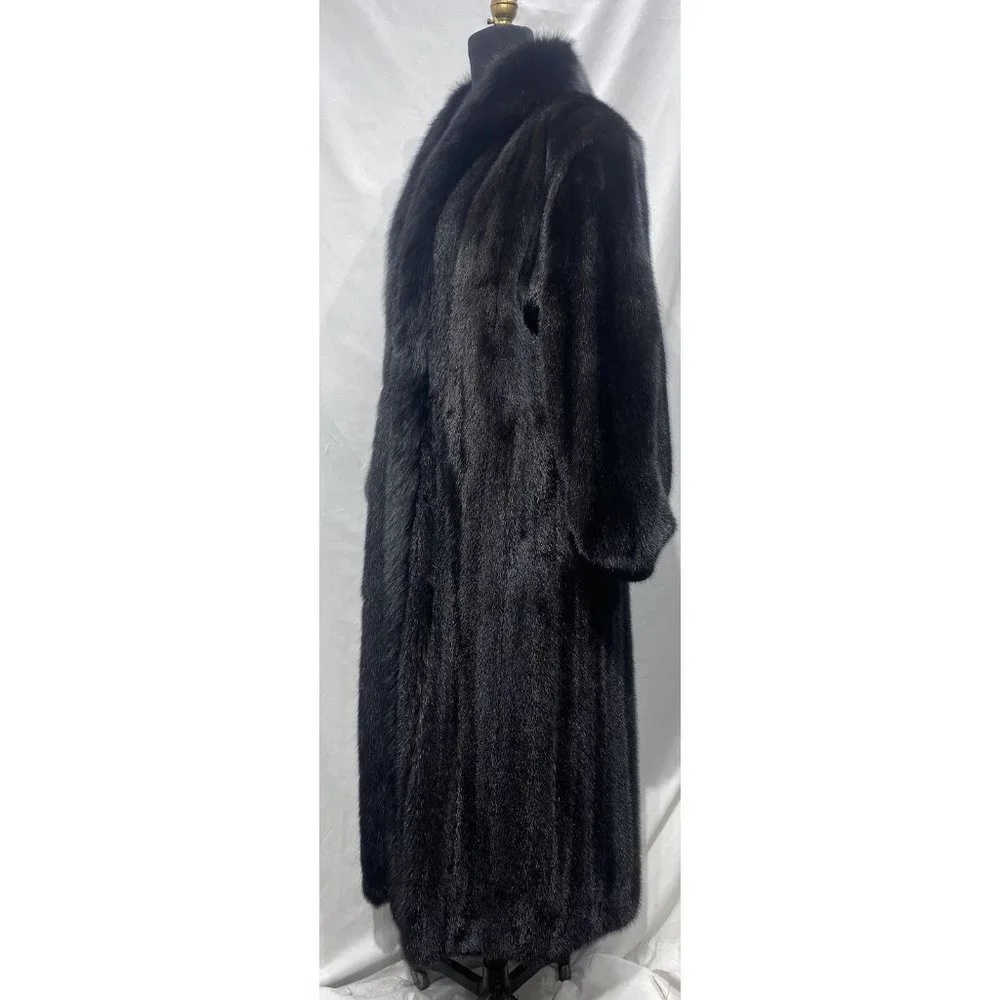 Dark Ranch Mink Coat w/ black fox cuffs/ tux - Image 4