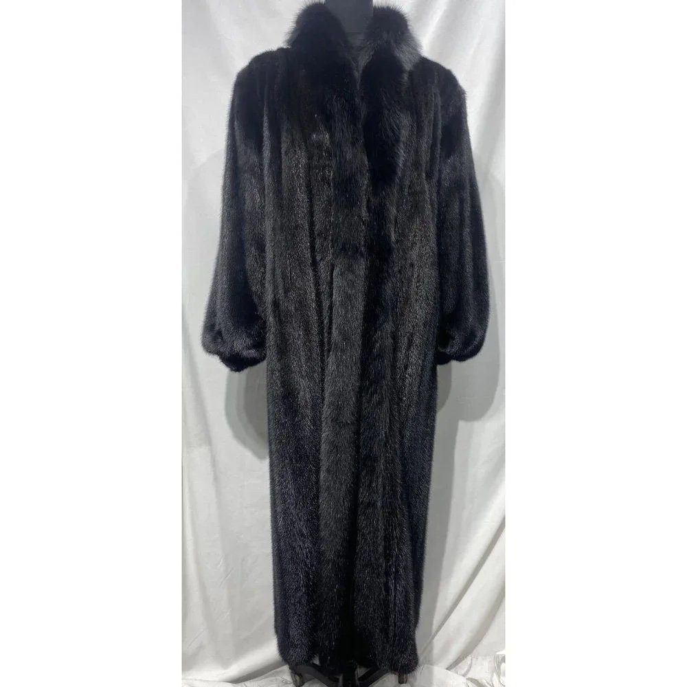 Dark Ranch Mink Coat w/ black fox cuffs/ tux