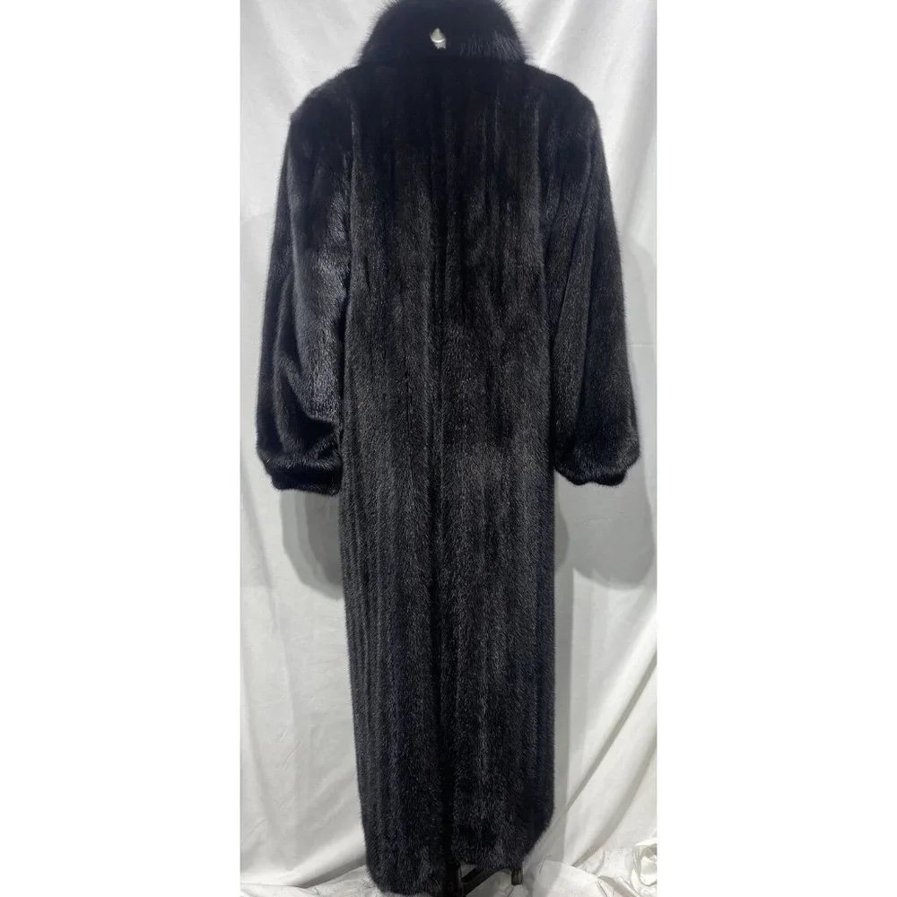 Dark Ranch Mink Coat w/ black fox cuffs/ tux - Image 3